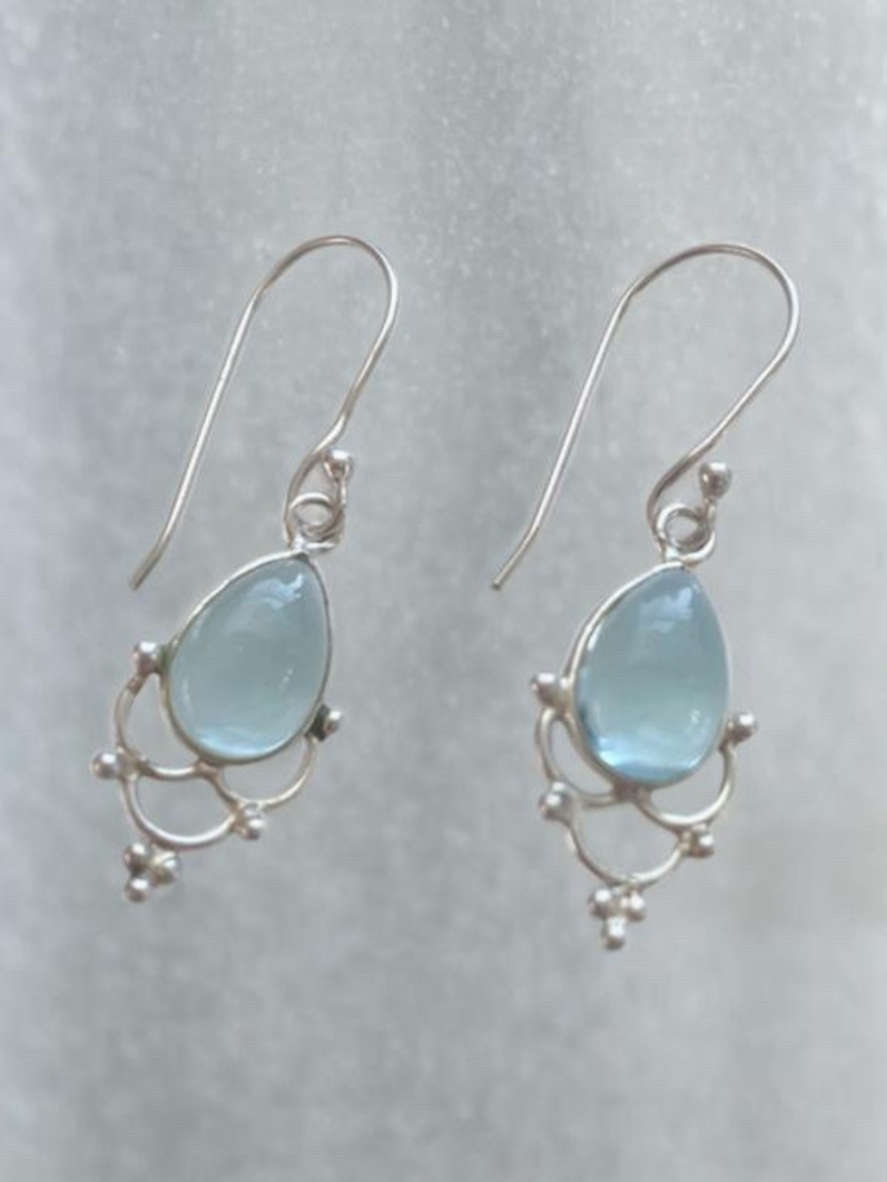 Delicate Teardrop Blue Glass Drop Earrings
